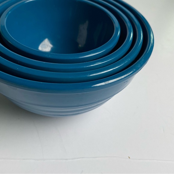 TarHong Melamine Bowls Set Of 4 Turquoise Aqua Blue 5.75” Tar Hong Nesting - Picture 15 of 16